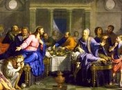 Мария Магдалина омывает ноги Спасителя и вытирает их собственными волосами