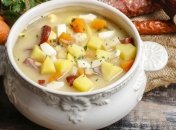 Кабачковый суп с колбасой и плавлеными сырками