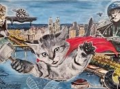 Картина с упавшим на автомобиль "Суперкотом" выставлена на аукцион: известно, на что пойдут вырученные средства