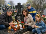 Семья у могилы