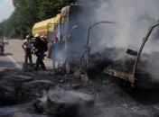 В Винницкой области загорелся грузовик с шинами