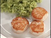 Морские гребешки с зелёным королевским рисом