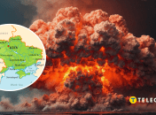 Ядерный взрыв и Украина на карте