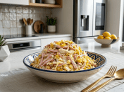 Салат из куриного филе и яичных блинов