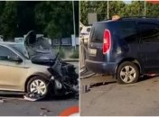 В Киеве такси влетело "в лоб" другой машине и улетело в МАФ, оба водителя в больнице