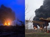 Белгородские власти заявляют, что пожар случился из-за обстрела украинскими вертолетами