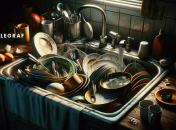 Не переповнюйте раковину посудом (фото створене з допомогою ШІ)