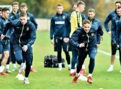 Сборная Украины на тренировке перед игрой