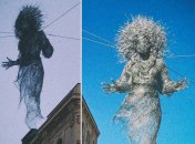 Фигуру женщины изготовили из сетки-рабицы