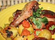 Птица жареная с гарниром