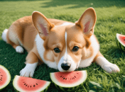 Коргі захищає кавун