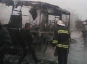 В Харьковской области маршрутка сгорела дотла 