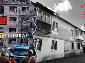 Пошкоджені від ракетної атаки будинки на Святошині