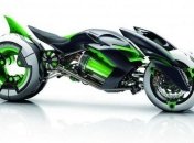 Kawasaki показал электротрицикл с изменяемой геометрией