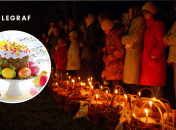 Пасха и люди возле церкви