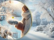 Снег на деревьях в саду