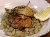 Фасоль с морскими гребешками