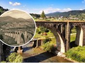 Железнодорожный каменный арочный мост через реку Прут в Ивано-Франковской области