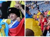 На матч Украины на Евро-2020 пришел болельщик с российским флагом: фото до и после