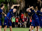 Сборная России по футболу на тренировке