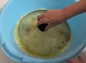 Положите крышку в таз с раствором - результат вас приятно удивит