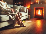 Девушка греется дома