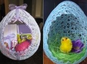 DIY с ребенком. Ажурная корзинка-яйцо для пасхальных сувениров