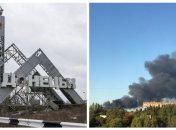 В небо после взрывов поднялся дым