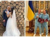 Олександр Хижняк з нареченою і з батьком на нагородженні українських олімпійців