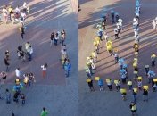 В Черкассах молодежь сформировала живой трезубец