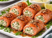 Рулетики з червоної риби з вершковим сиром
