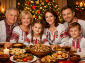 Семья за праздничным столом