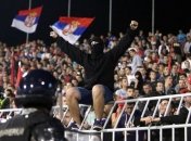 Сербия - Албания: Сербские фанаты вывесили баннер "Слава Путину"