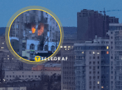 Пожар после обстрела в Киеве