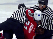 Хоккеисты подрались во время матча УХЛ (Видео)