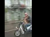 "Це ж Стейтем": в мережі сміються над поїздкою собаки на мотоциклі в Одесі (відео)