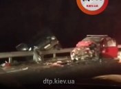 Жесткое лобовое ДТП с микроавтобусом парализовало трассу под Киевом (видео)