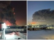 В небо поднимается облако черного дыма