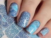 Маникюр 2018: роскошный дизайн ногтей в голубых тонах (Фото)