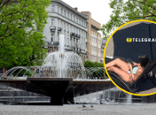 Отдыхающая поставила шезлонг возле центрального фонтана города