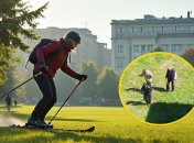 В России студенты сдавали зачет по лыжным гонкам на траве