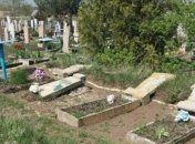 В Запорожской области психически больной и два мальчика устроили погром на кладбище (Фото)