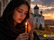 Девушка возле церкви