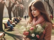 Дівчина у парку навесні