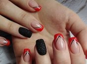 Маникюр 2020: страстный красно-черный дизайн (Фото)