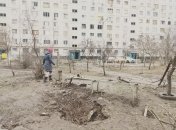 Последствия обстрела в дворах Харькова