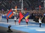 Армянский знаменосец на закрытии Европейских игр в Минске