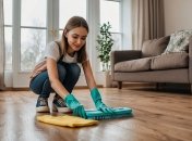 Дівчина прибирає