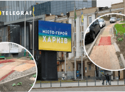 В Харькове возле многоэтажки тротуар застелили коврами