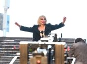 Леді Гага під час зйомок у фільмі Джокер: Божевілля на двох